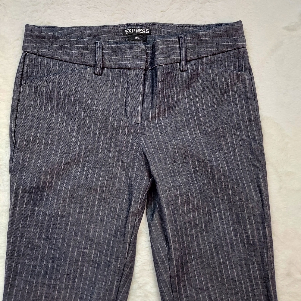 Express Editor Mid Rise Gray Pin Stripe Dress Pants Size 0R - Picture 3 of 13